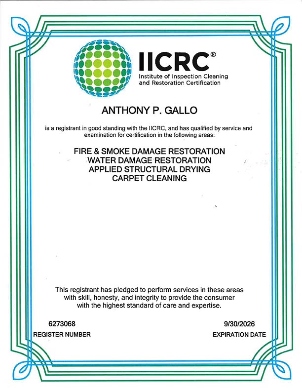 Anthony Gallo IICRC License